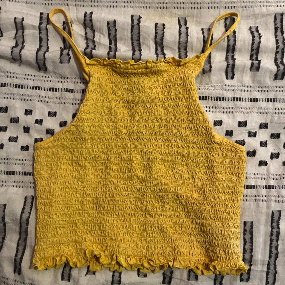 Yellow Forever 21, textured cropped tank, size M